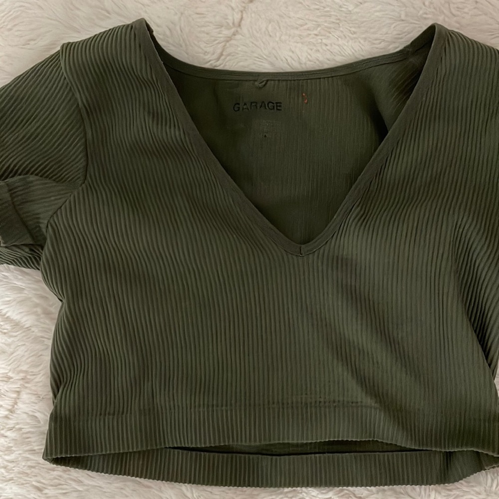 Garage olive work out top